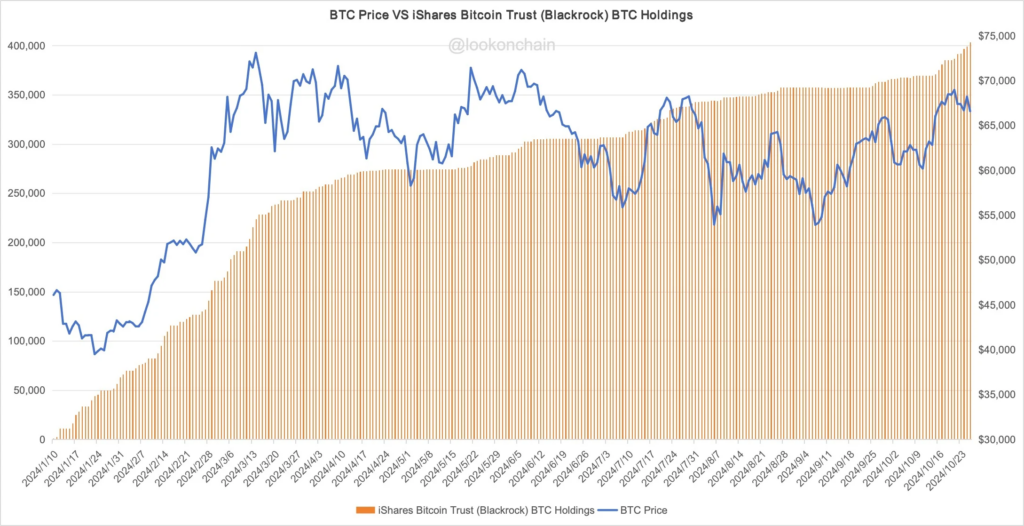 Bitcoin prijs versus BlackRocks Bitcoin ETF